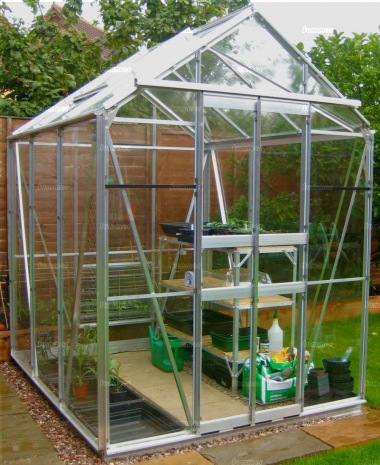 Aluminium Greenhouse 18 - Silver, Double Door