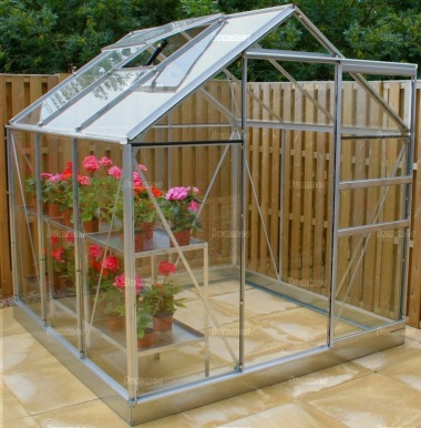 Aluminium Greenhouse 12 - Silver, Toughened Glass