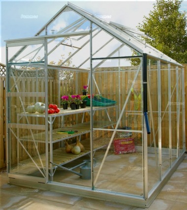 Grey Aluminium Greenhouse 15 - Extra Tall High Eaves Grey Aluminium Greenhouse 15 - Extra Tall High Eaves