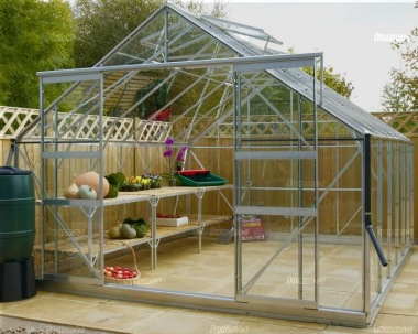 Large Grey Aluminium Greenhouse 523 - Double Door