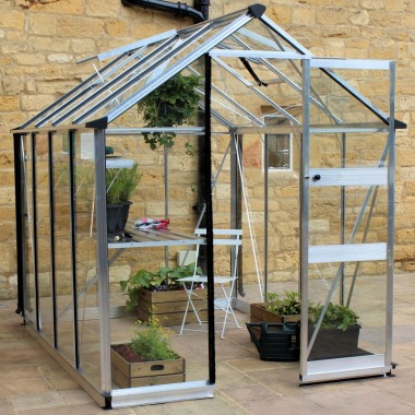 Aluminium Greenhouse 247 - Silver, Zero Threshold Doorway