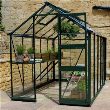 Aluminium Greenhouse 248 - Green, Zero Threshold Doorway