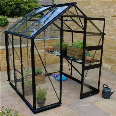 Aluminium Greenhouse 249 - Black, Zero Threshold Doorway