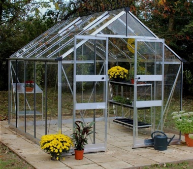 Aluminium Greenhouse 252 - Silver, Zero Threshold Doorway