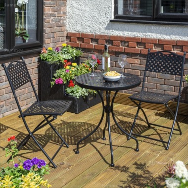 2 Seat Bistro Set 600 - Round Table, Lattice Design