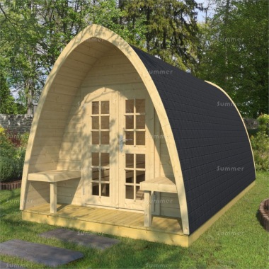 Log Camping Pod 982 - 2 Rooms, Rear Window, Felt Tiles