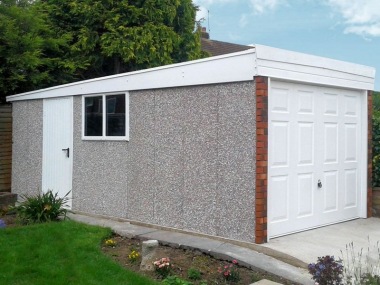 Spar Pent Concrete Garage 230 - Brick Posts, PVCu Window and Fascias