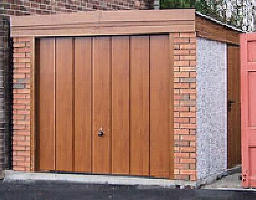 Spar Pent Concrete Garage 344 - Light Woodgrain, Brick Posts