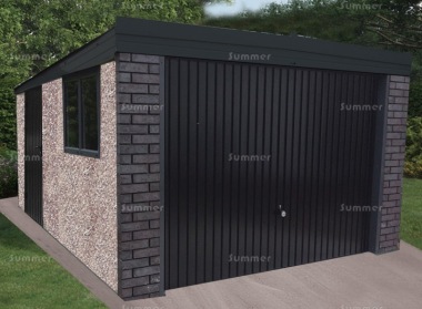 Spar Pent Concrete Garage 348 - Charcoal, Brick Posts