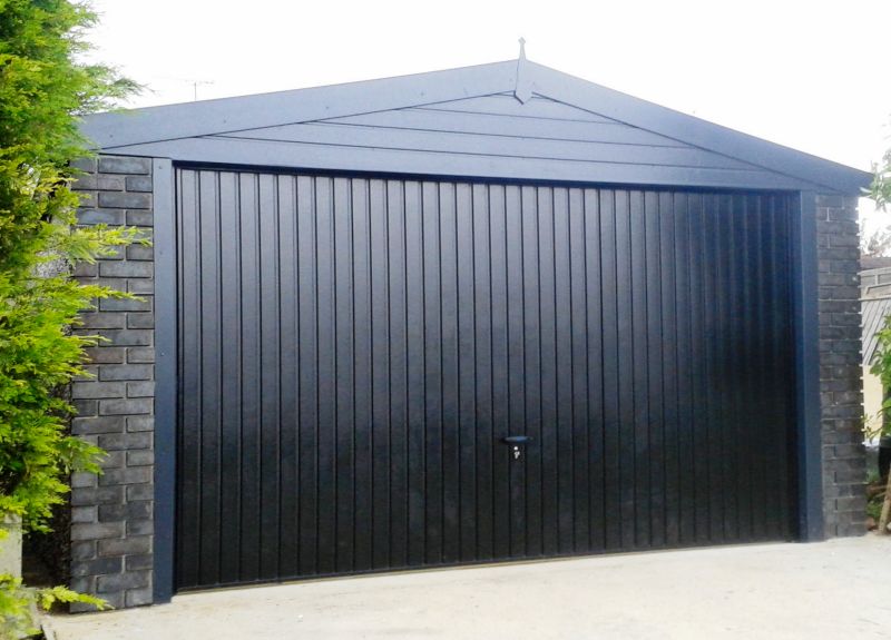 Spar Apex Double Concrete Garage 353 - Charcoal, Brick Posts