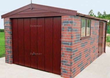 Brick Apex Concrete Garage 441 - Dark Woodgrain Finish