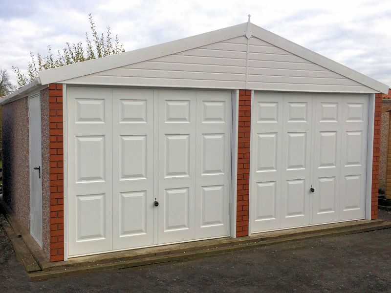 Spar Apex Double Concrete Garage 513 - Brick Posts, PVCu Windows and Fascias Spar Apex Double Concrete Garage 513 - Brick Posts, PVCu Windows and Fascias
