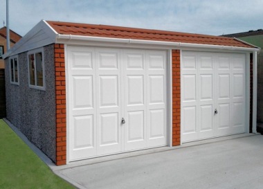 Spar Double Concrete Garage 648 - Brick & Tiled Front, Personnel Door Spar Double Concrete Garage 648 - Brick & Tiled Front, Personnel Door