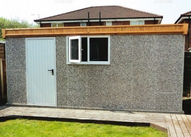 Spar Pent Concrete Shed 494 - Steel Door, PVCu Window