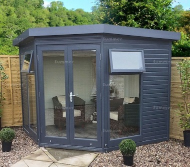 Corner Summerhouse 571 - Low Level Glazing, Double Glazed