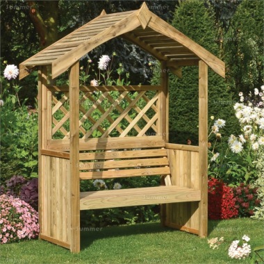 Garden Arbour 345 - Pressure Treated, Slatted Roof, FSC® Certified