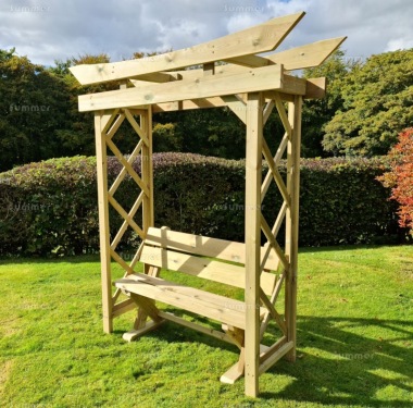 Pressure Treated Arbour 959 - Oriental Style Roof, Trellis