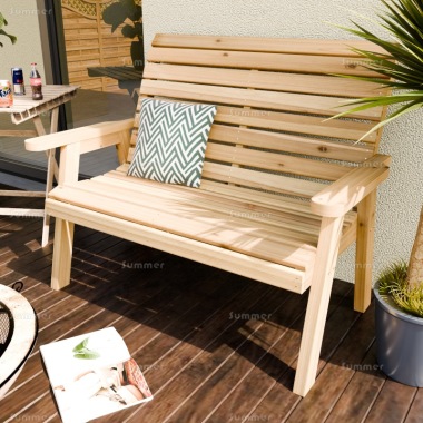 2 Seater Bench 332 - High Back, Slatted Seat and Back