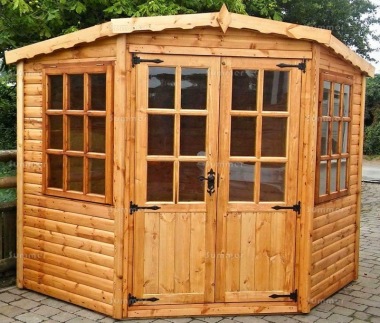 Corner Summerhouse 14 - Georgian, Double Door, Fitted Free