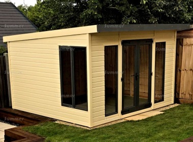 Pent Summerhouse 155 - Painted, Large Panes, Fitted Free Pent Summerhouse 155 - Painted, Large Panes, Fitted Free