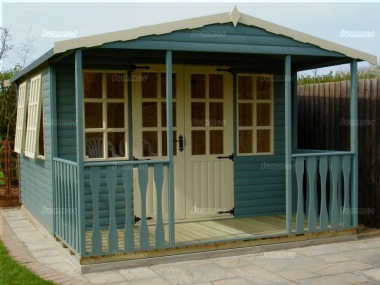 Georgian Apex Summerhouse 18 - Painted, Double Door, Fitted Free