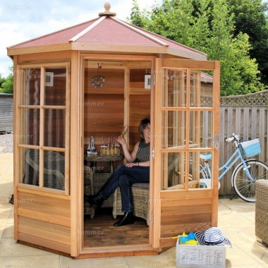 Cedar Octagonal Summerhouse 741 - Georgian, Toughened Glass