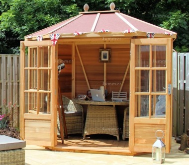 Cedar Octagonal Summerhouse 742 - Georgian, Toughened Glass