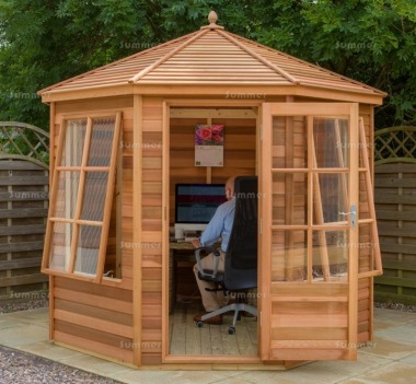 Cedar Octagonal Summerhouse 743 - Toughened Glass