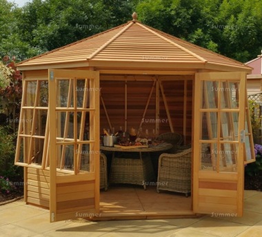 Cedar Octagonal Summerhouse 745 - Toughened Glass