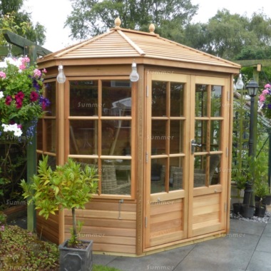 Cedar Octagonal Summerhouse 747 - Toughened Glass