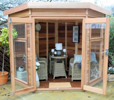 Cedar Corner Summerhouse 748 - Low Level Glazing, Toughened Glass