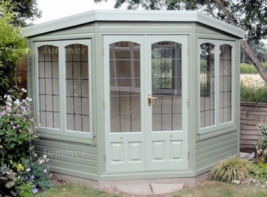 Corner Summerhouse 516 - Leaded Glass