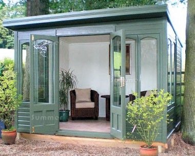 Pent Summerhouse 518 - Double Doors, Toughened Glass