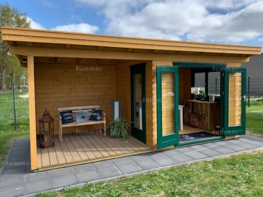 45mm Pent Roof Gazebo 621 - With Integral Summerhouse, Dovetail Joints