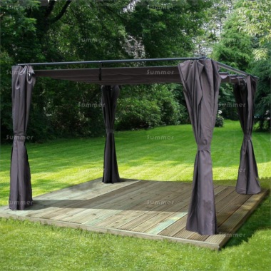 Metal Gazebo 105 - Retractable Canopy, Curtains