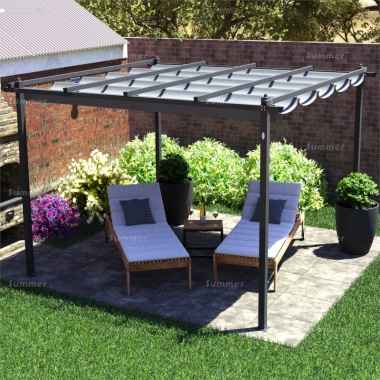 Metal Gazebo 110 - Powder Coated Aluminium, Retractable Canopy