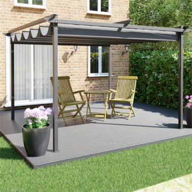 Metal Gazebo 115 - Powder Coated Steel, Retractable Canopy