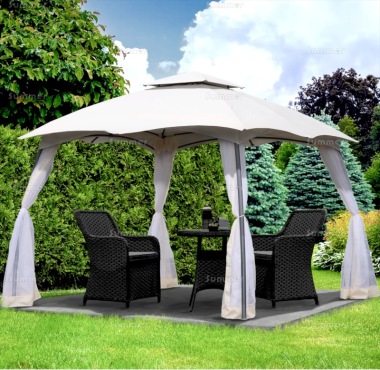 Metal Gazebo 164 - Curved Roof, Side Screens Metal Gazebo 164 - Curved Roof, Side Screens