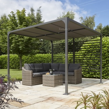 Metal Gazebo 453 - Powder Coated Aluminium, Sliding Roof Shades