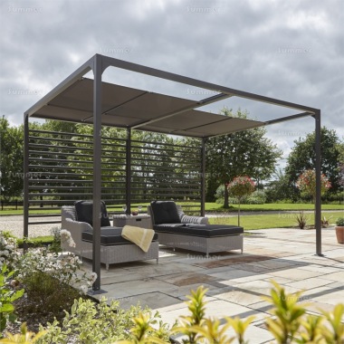 Metal Gazebo 454 - Powder Coated Aluminium, Sliding Roof Shades