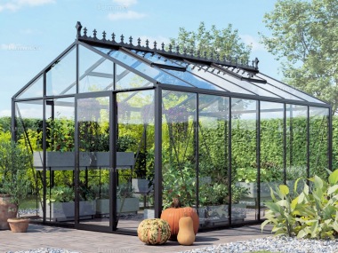 Aluminium Greenhouse 750 - Box Section, Black Painted Aluminium Greenhouse 750 - Box Section, Black Painted