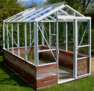 Dwarf Wall Aluminium Greenhouse 61 - Toughened Glass