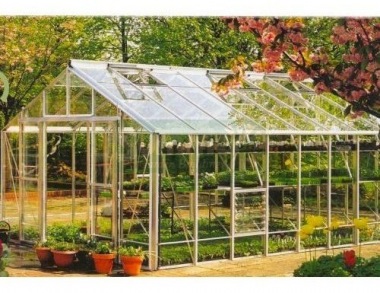 Large Grey Aluminium Greenhouse 617 - Toughened Glass