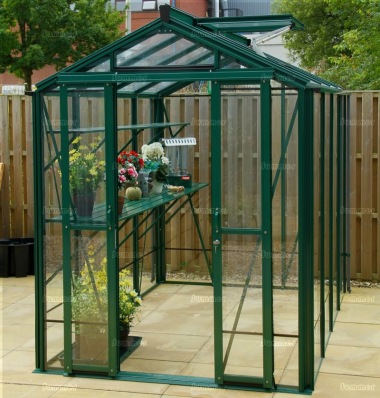 Aluminium Greenhouse 619 - Toughened Glass, Double Door