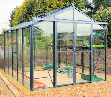 Aluminium Greenhouse 62 - Toughened Glass, Double Door