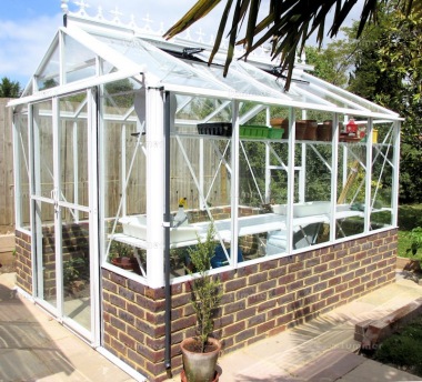 Dwarf Wall Aluminium Greenhouse 63 - Toughened Glass