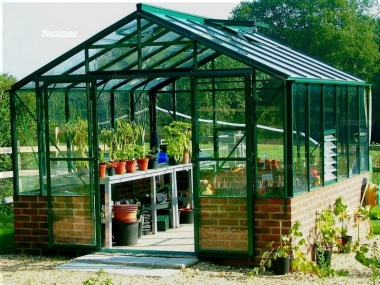 Large Dwarf Wall Aluminium Greenhouse 66 - Double Door Large Dwarf Wall Aluminium Greenhouse 66 - Double Door