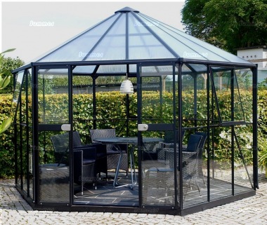 Aluminium Hexagonal Greenhouse 177 - Double Door, Polycarbonate Roof