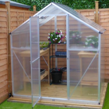 Aluminium Greenhouse 024 - Silver, Box Profile, Clip Free,  Easy-Fit