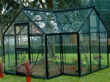 Large Aluminium Orangery 56 - Valley Roof, Black Finish